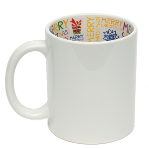 Бяла гланцова чаша "Merry Christmas"